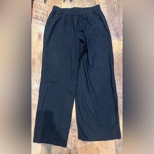 Old Navy Black Wide-Leg Linen Blend Pants